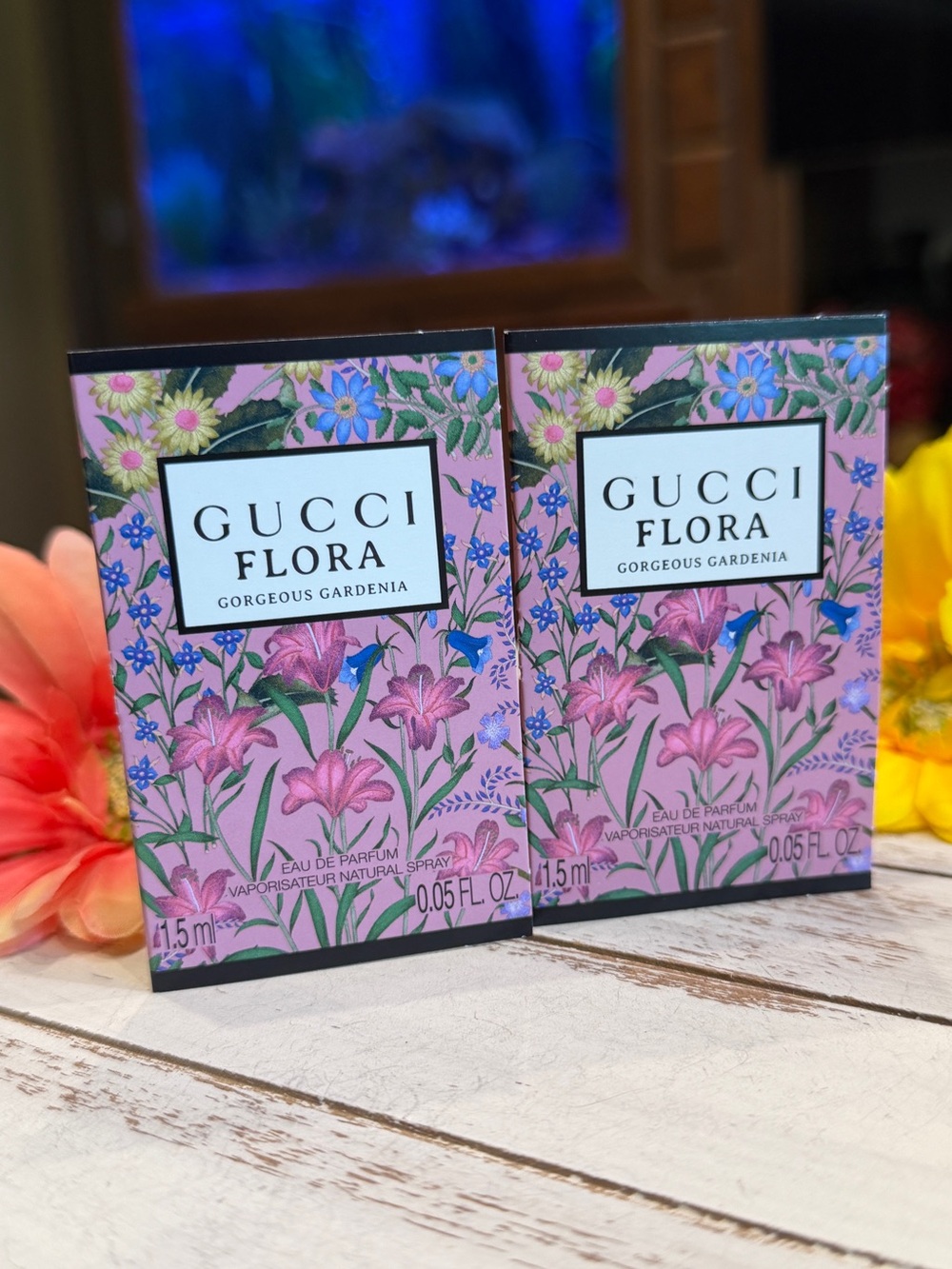 🎁5 For $25 Gucci Flora Gorgeous Gardenia Sample Spray Card 1.5 ml 2X